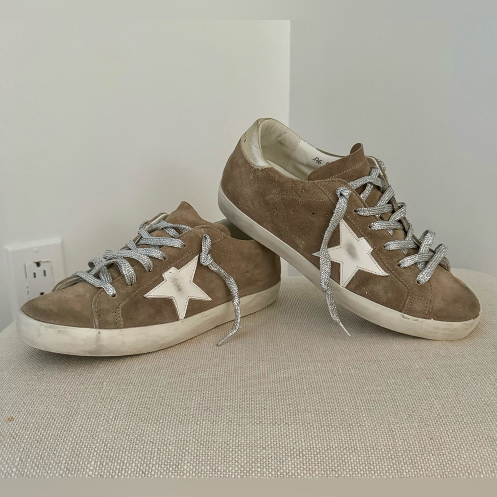 GOLDEN GOOSE Superstar Suede Metallic Low-Top Sneakers, Size 38 (8 US)